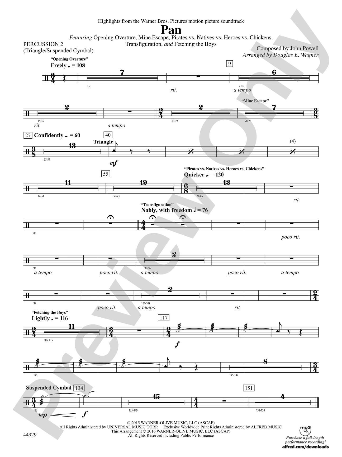 Pan: Highlights from the Warner Bros. Pictures Motion Picture Soundtrack: 2nd Percussion