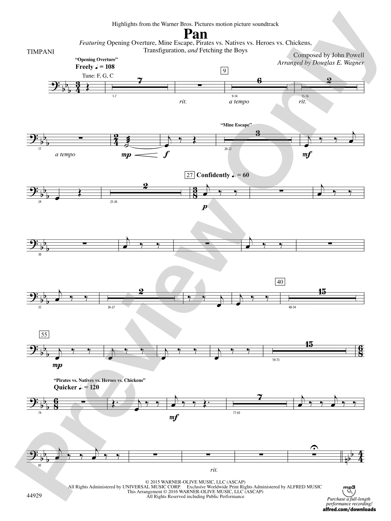 Pan: Highlights from the Warner Bros. Pictures Motion Picture Soundtrack: Timpani