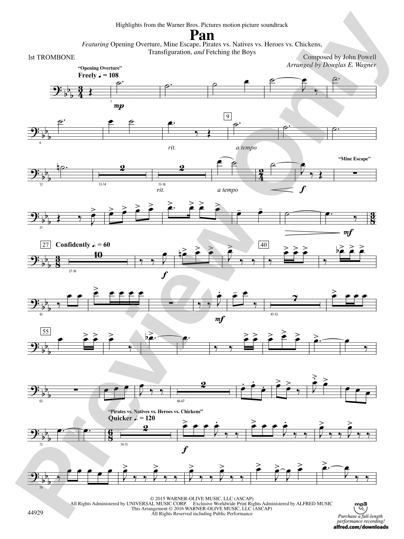 Pan: Highlights from the Warner Bros. Pictures Motion Picture Soundtrack: 1st Trombone