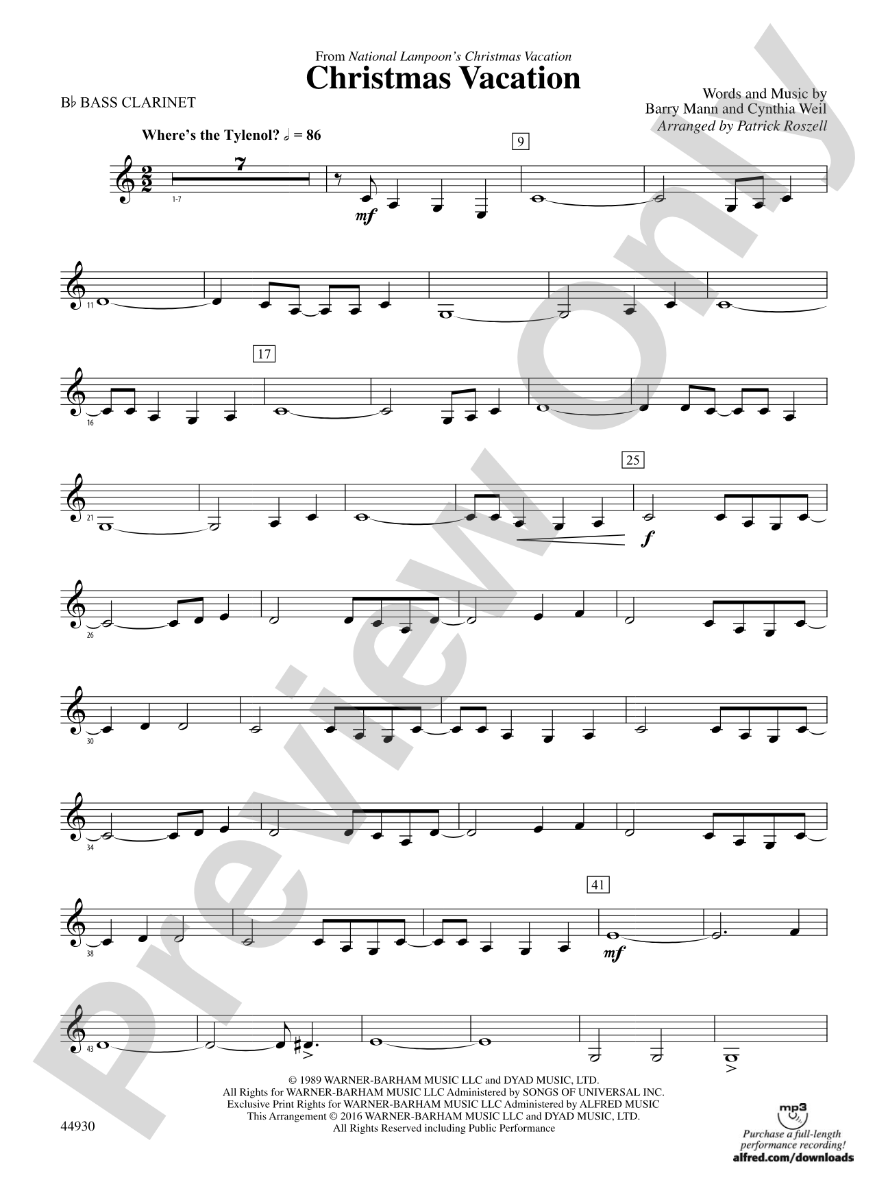 Christmas Vacation: B-flat Bass Clarinet