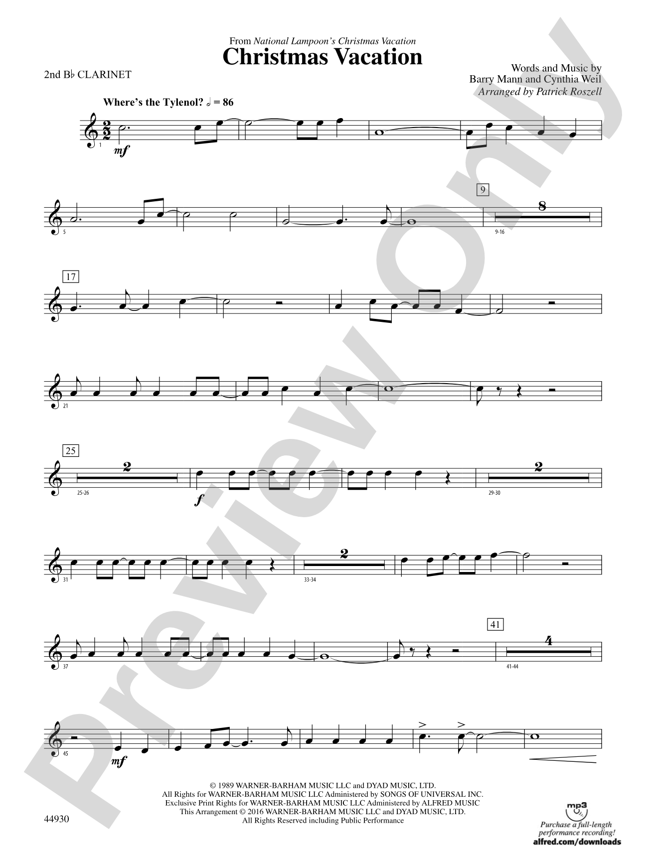Christmas Vacation: 2nd B-flat Clarinet