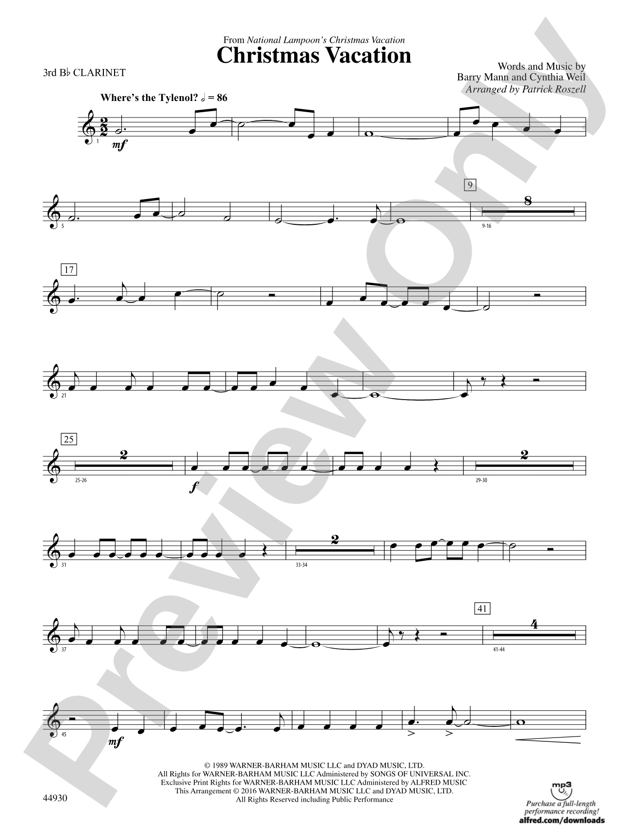 Christmas Vacation: 3rd B-flat Clarinet