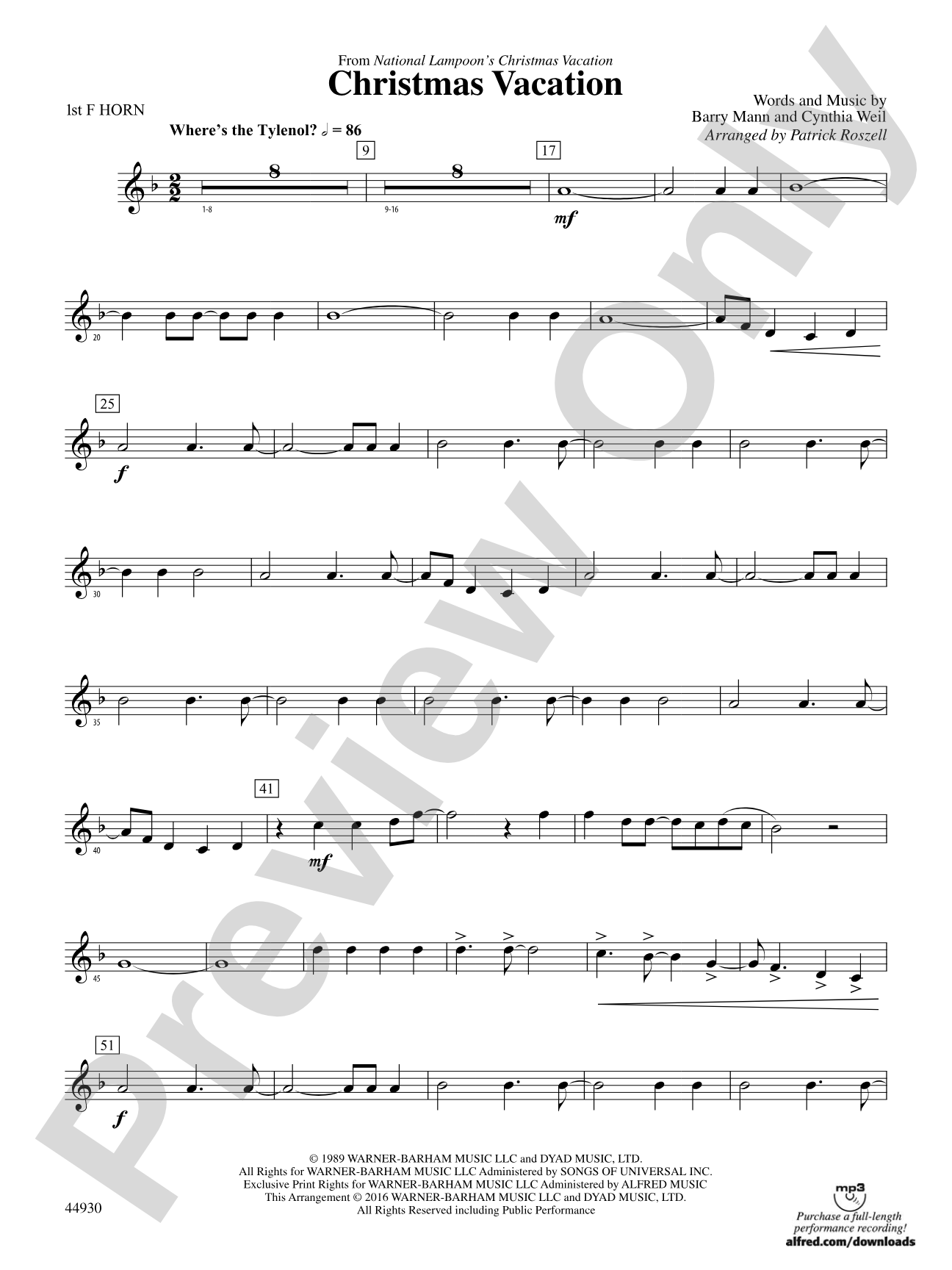 Christmas Vacation: 1st F Horn
