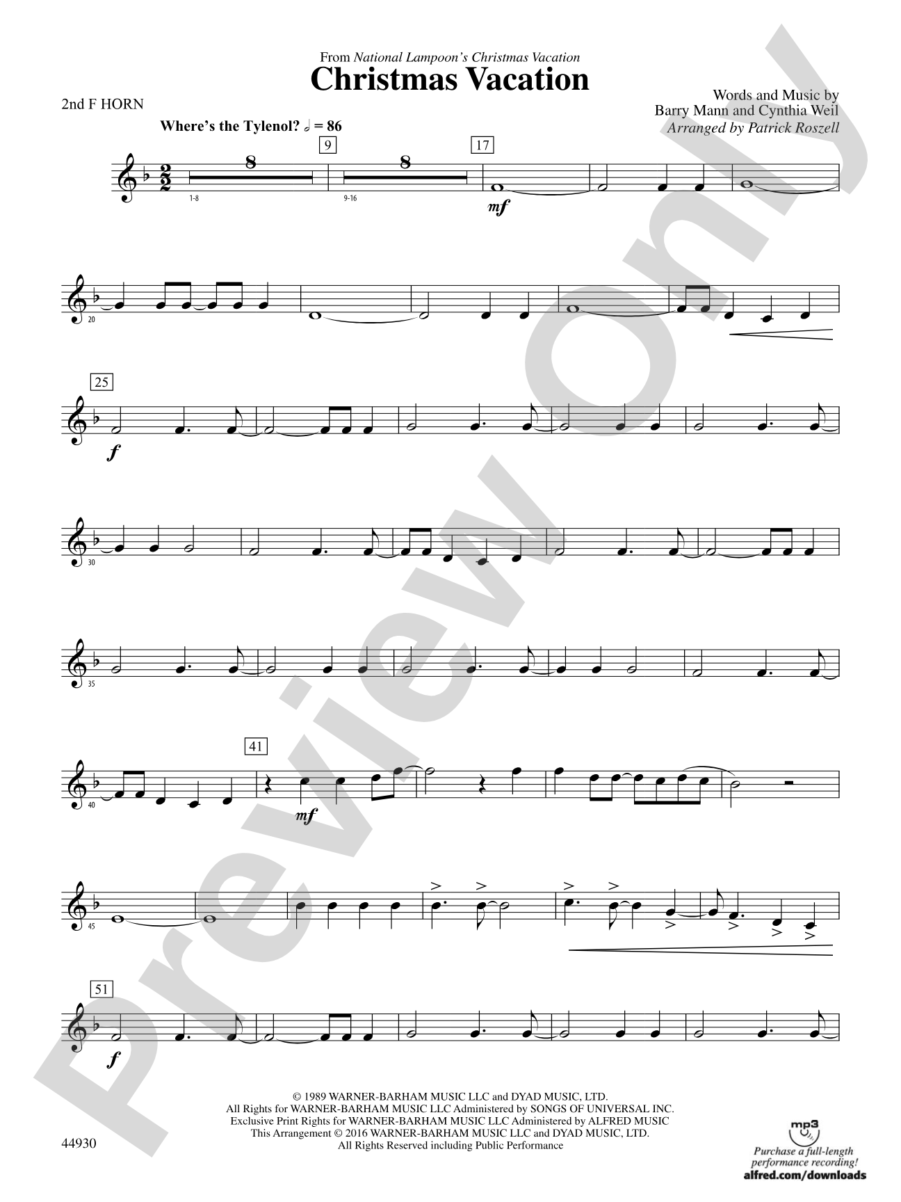 Christmas Vacation: 2nd F Horn