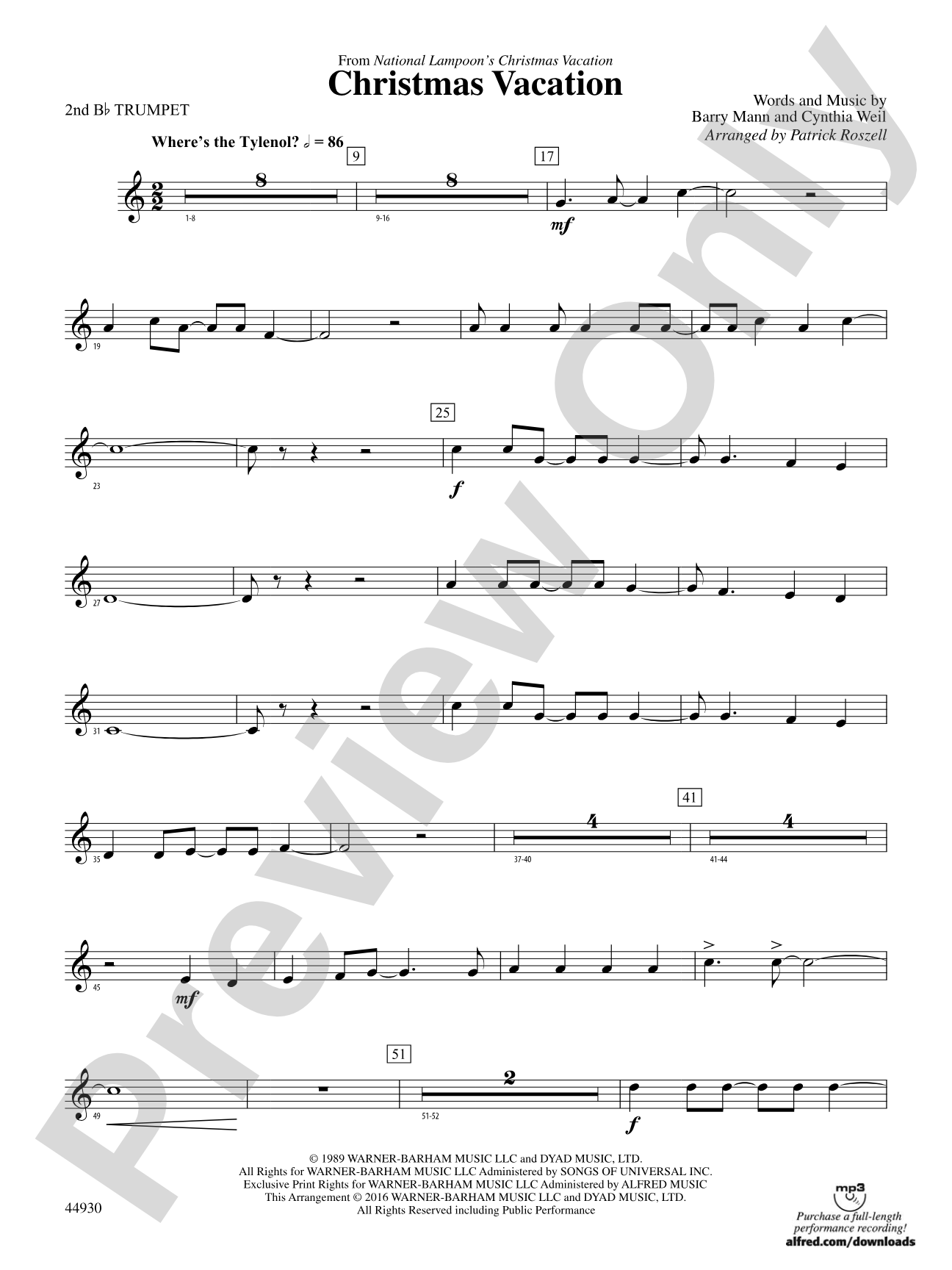 Christmas Vacation: 2nd B-flat Trumpet