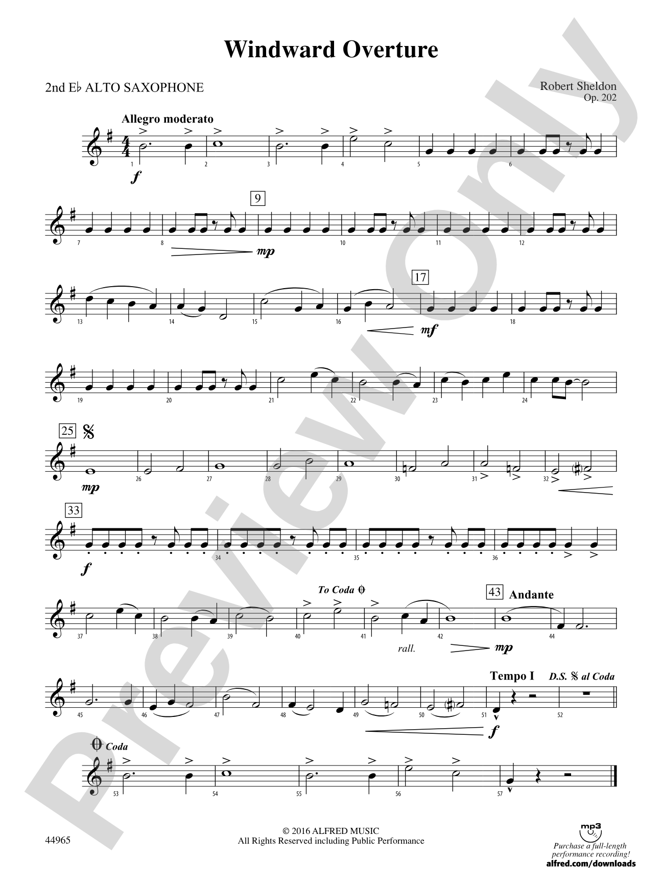 Windward Overture: 2nd E-flat Alto Saxophone