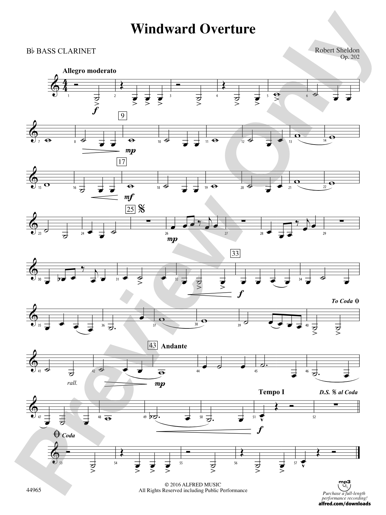 Windward Overture: B-flat Bass Clarinet