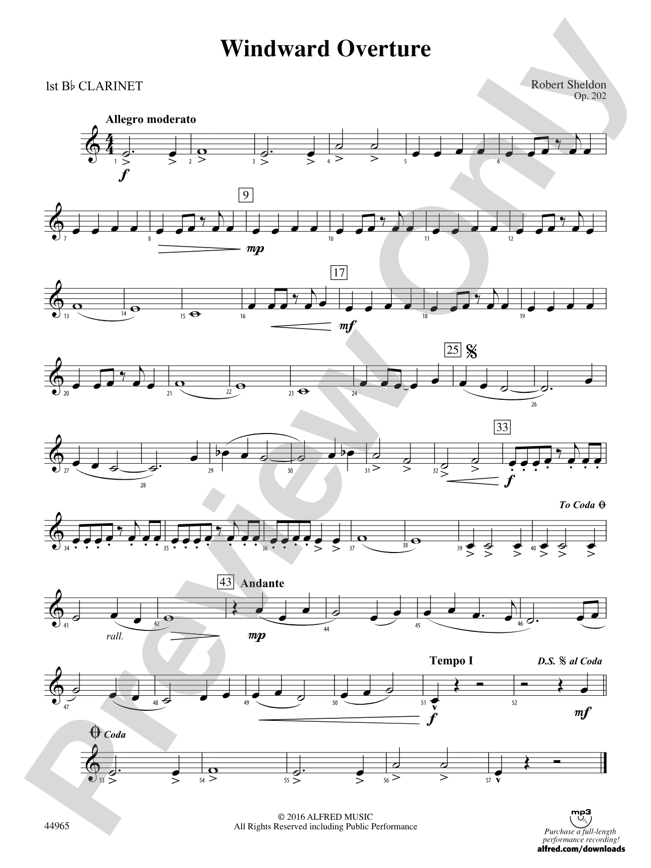 Windward Overture: 1st B-flat Clarinet