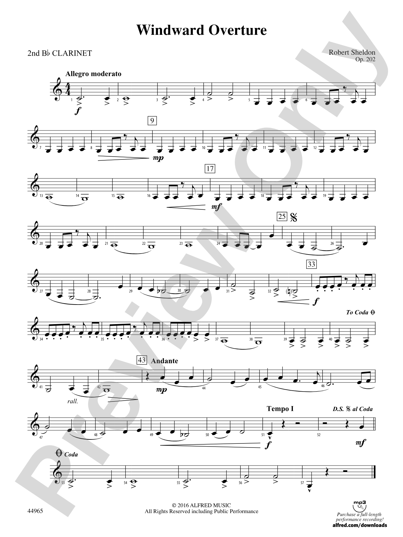 Windward Overture: 2nd B-flat Clarinet