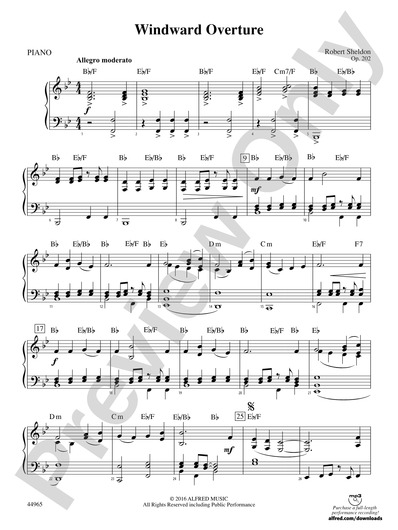 Windward Overture: Piano Accompaniment