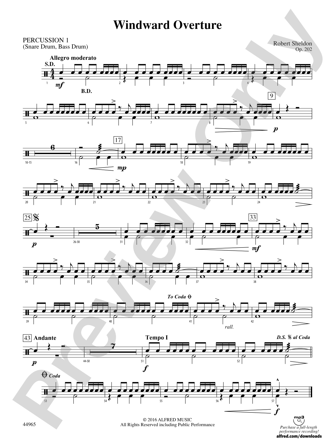 Windward Overture: 1st Percussion