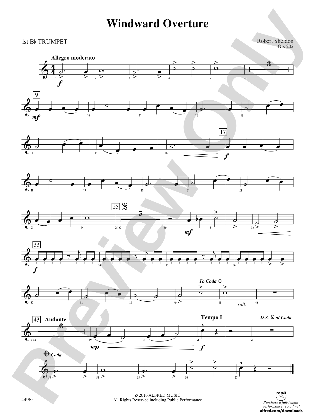 Windward Overture: 1st B-flat Trumpet