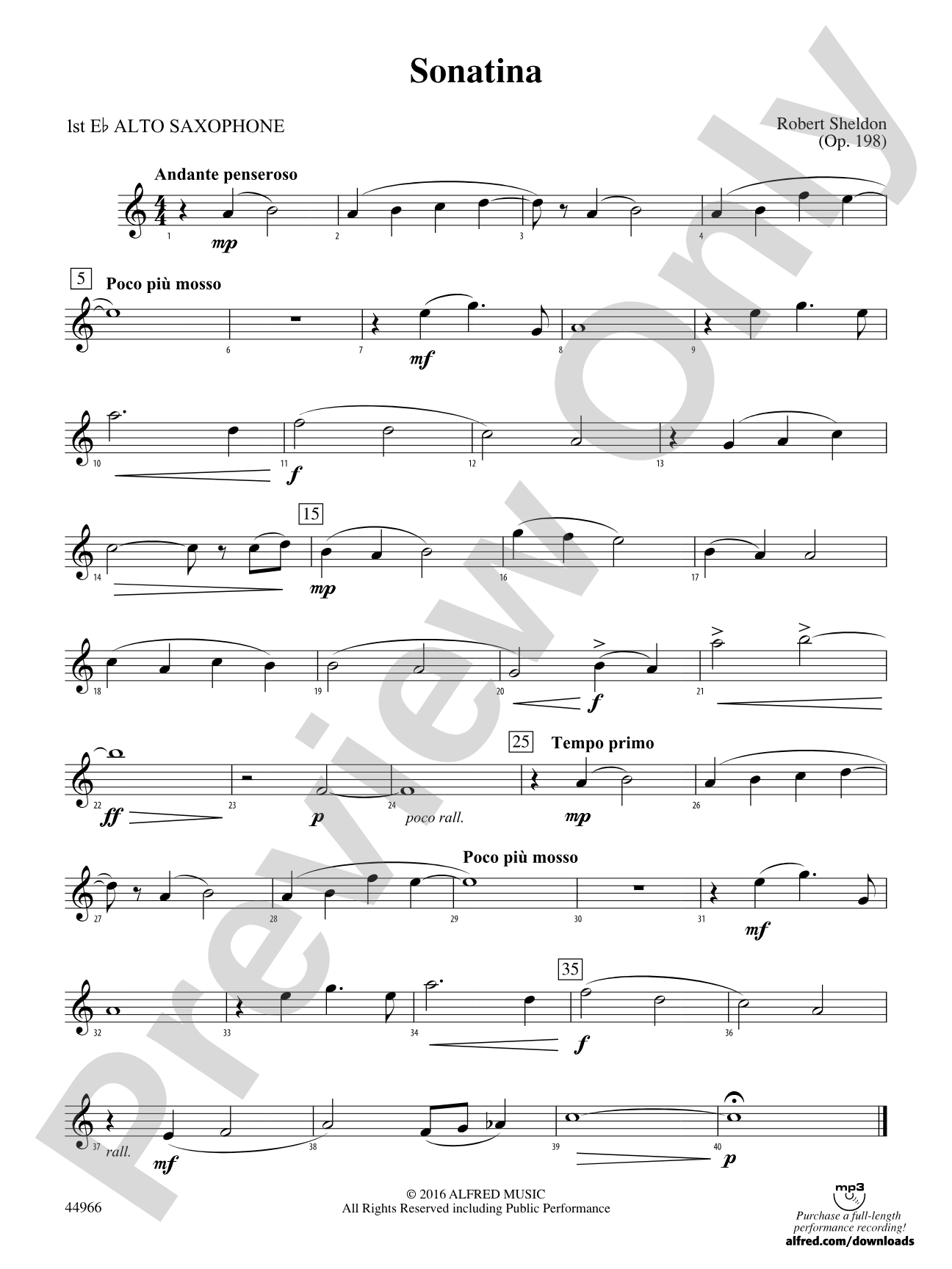Sonatina: E-flat Alto Saxophone