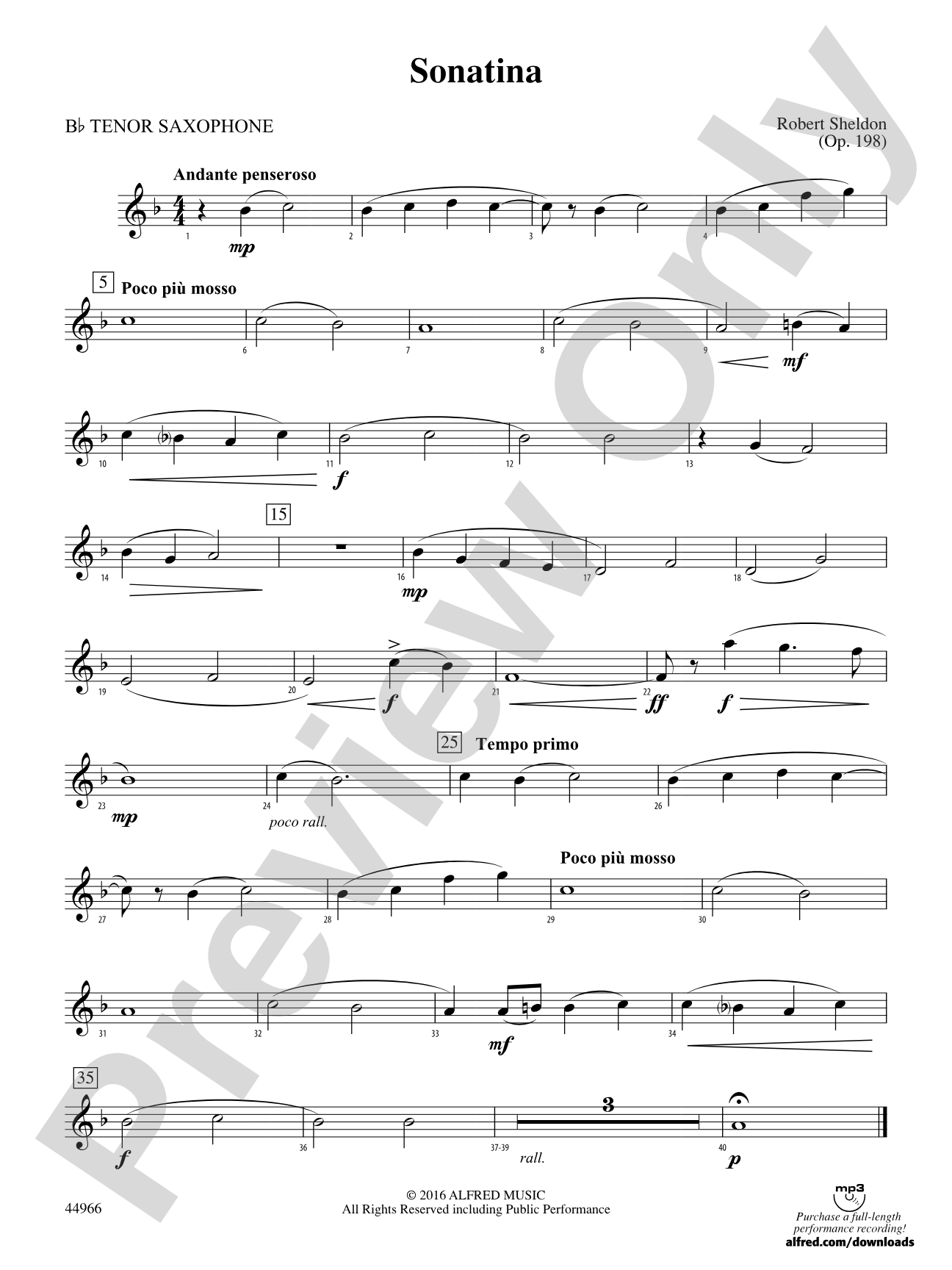 Sonatina: B-flat Tenor Saxophone
