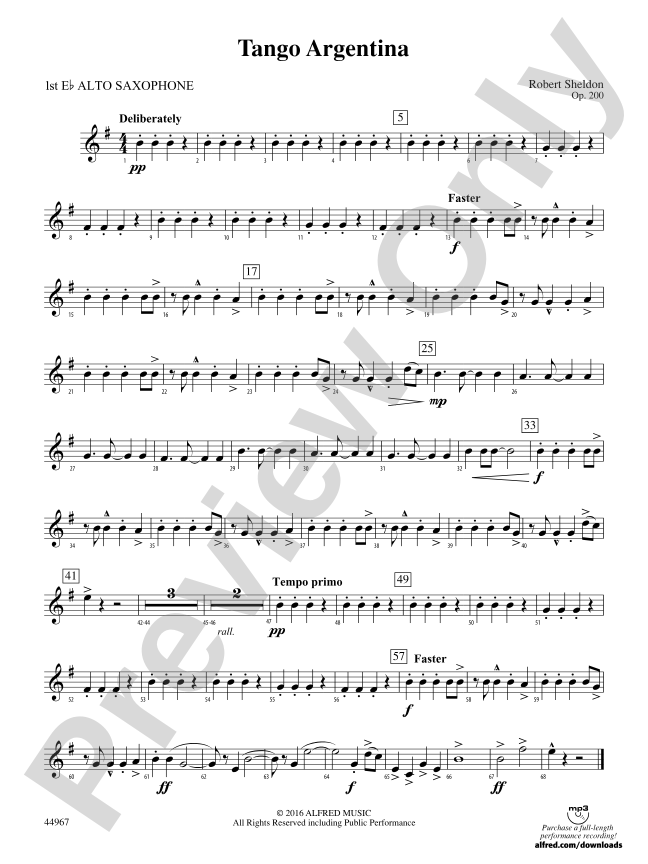 Tango Argentina: E-flat Alto Saxophone