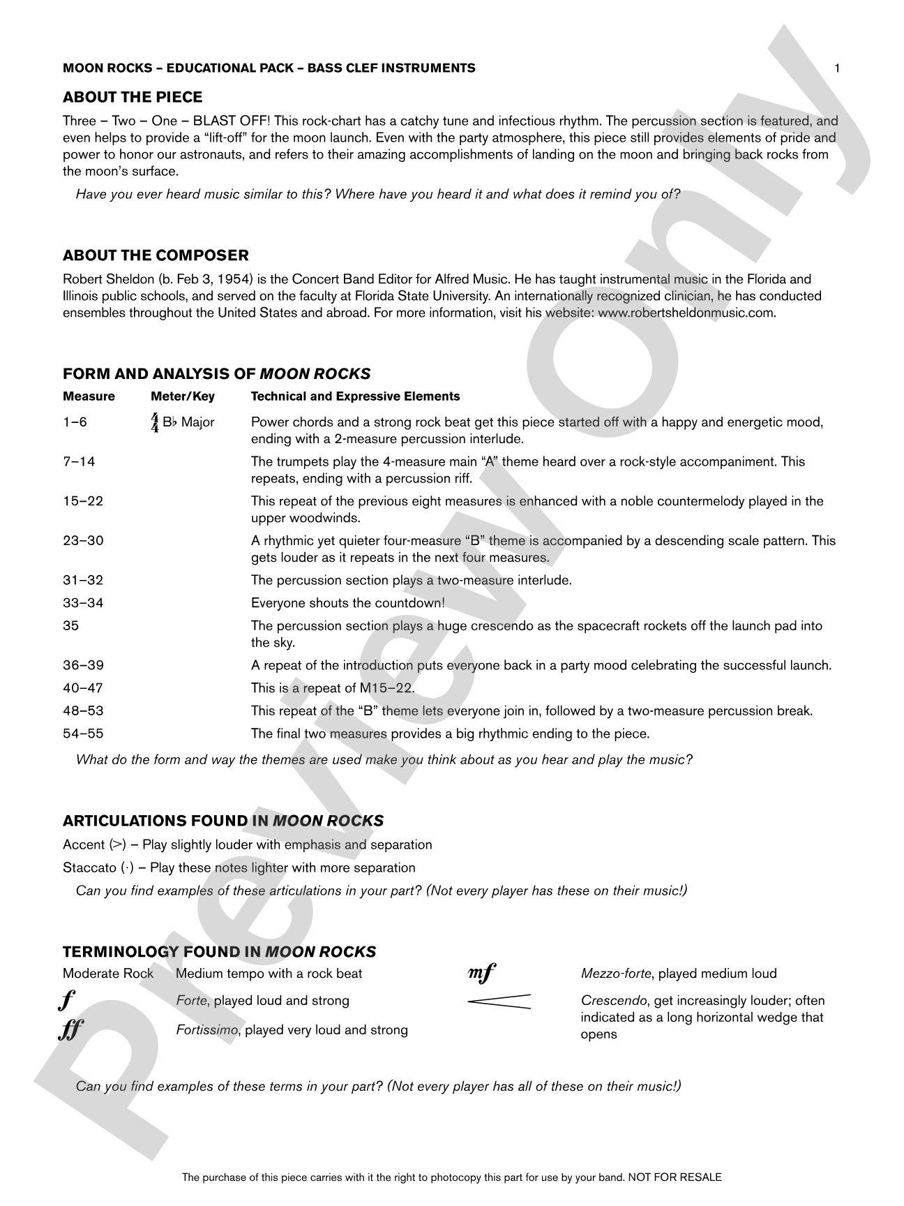 Moon Rocks: Bass Clef Educational Pack