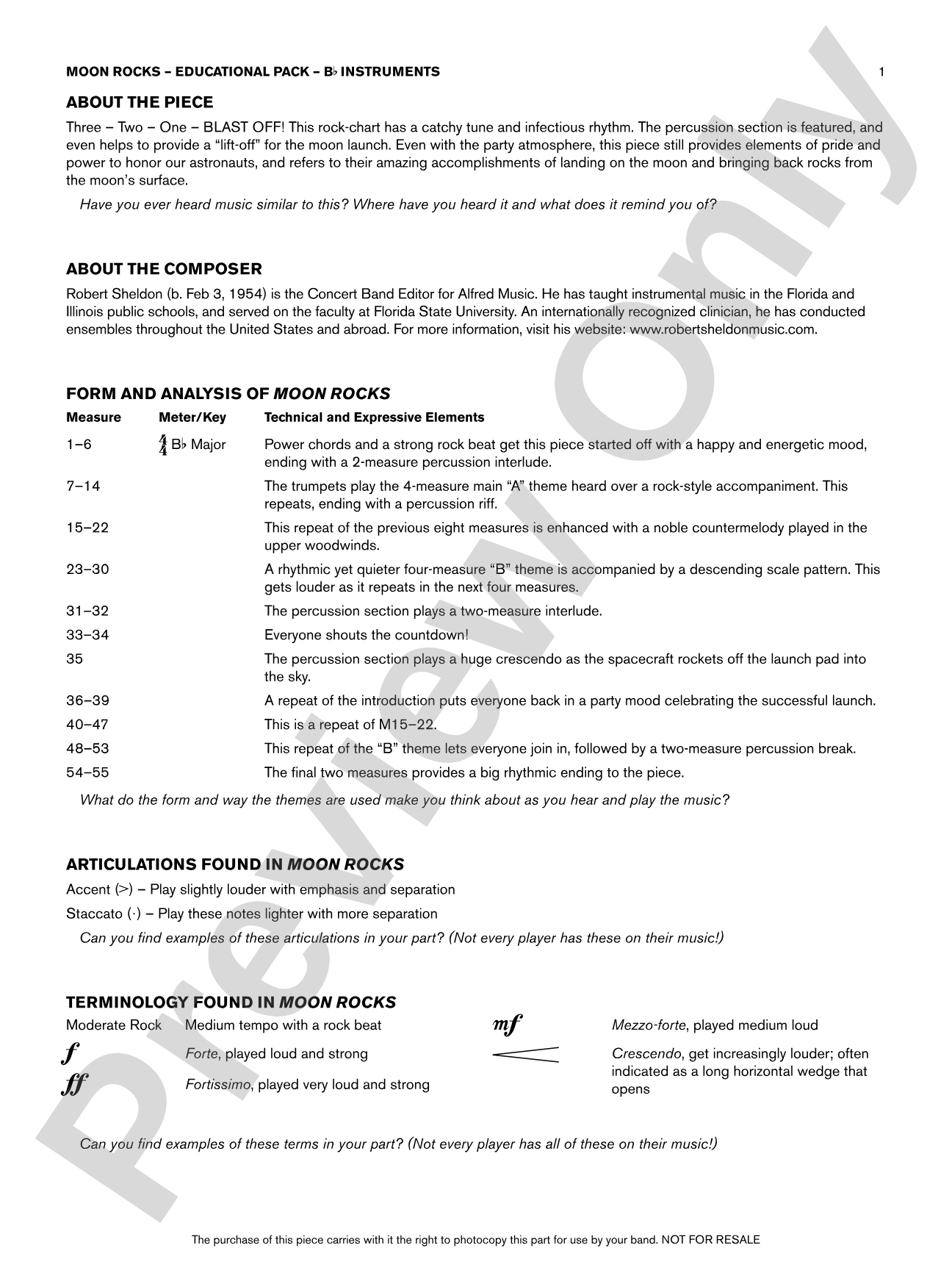 Moon Rocks: Bb Educational Pack