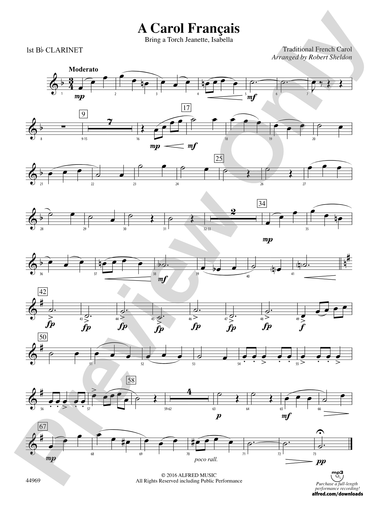 A Carol Français: 1st B-flat Clarinet