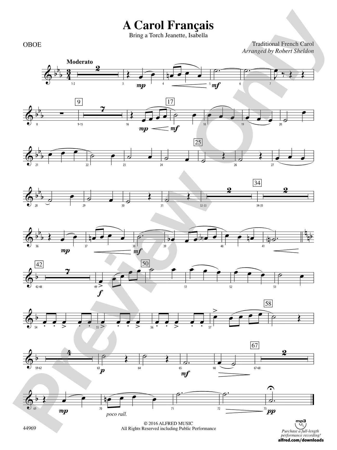 A Carol Français: Oboe