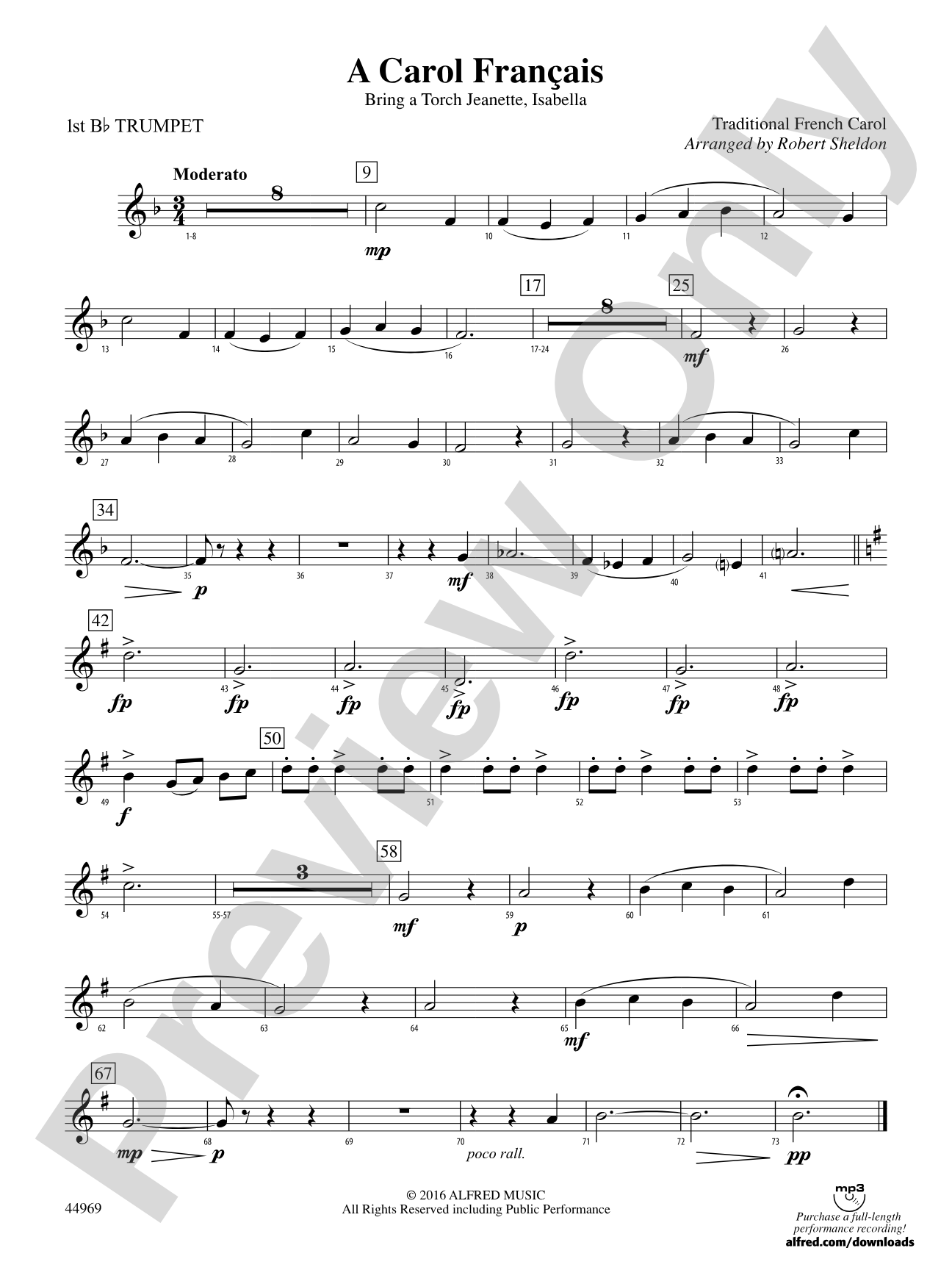 A Carol Français: 1st B-flat Trumpet