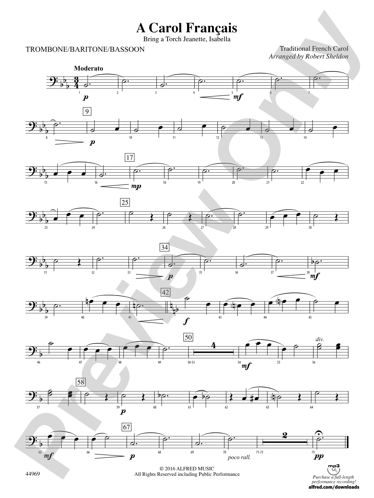 A Carol Français: 1st Trombone