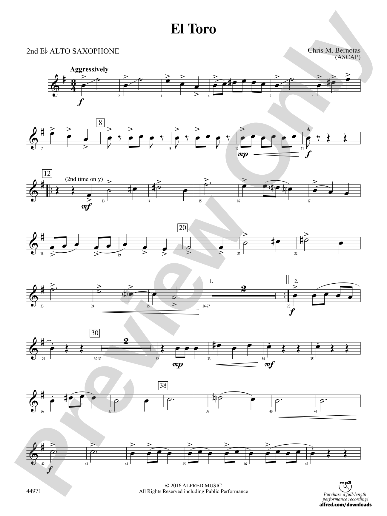 El Toro: 2nd E-flat Alto Saxophone