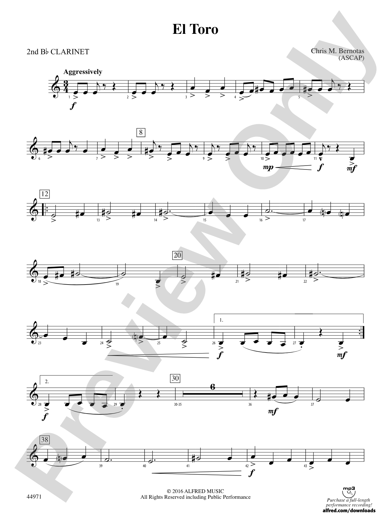 El Toro: 2nd B-flat Clarinet