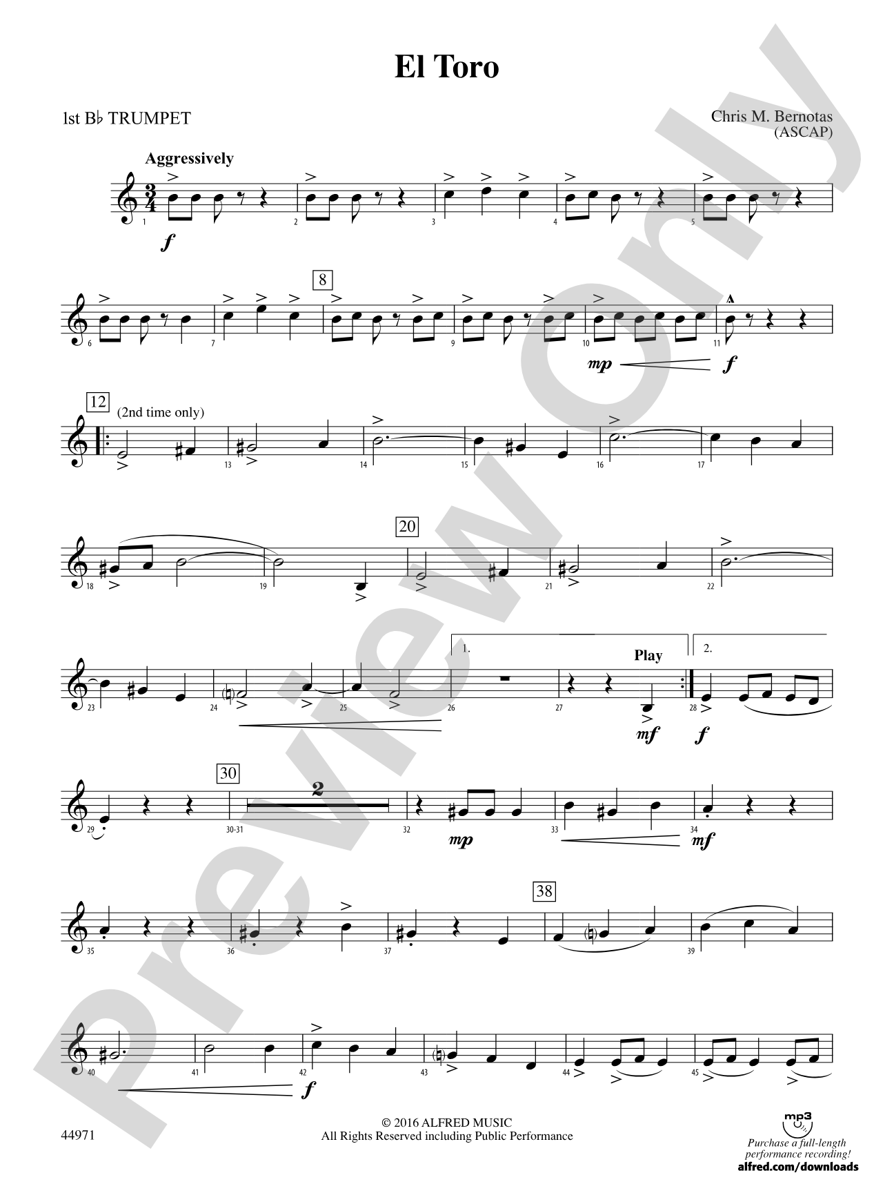 El Toro: 1st B-flat Trumpet