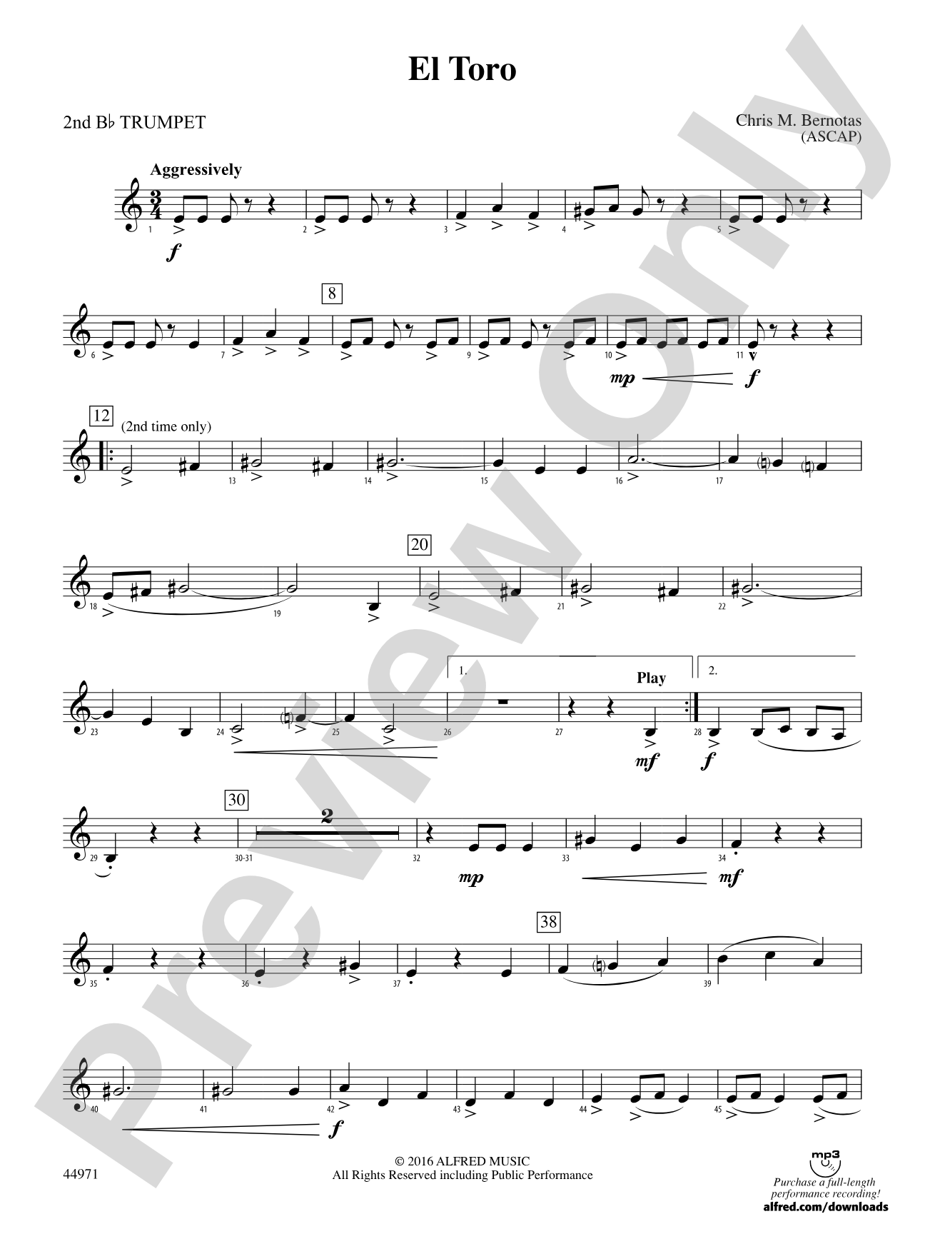 El Toro: 2nd B-flat Trumpet