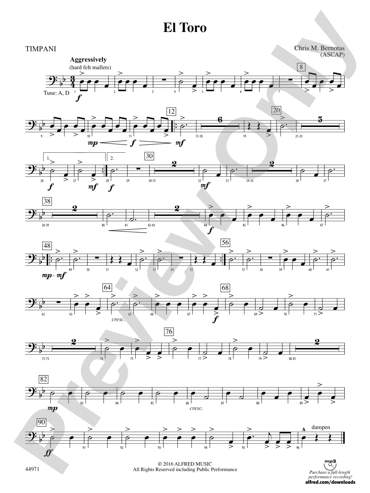 El Toro: Timpani