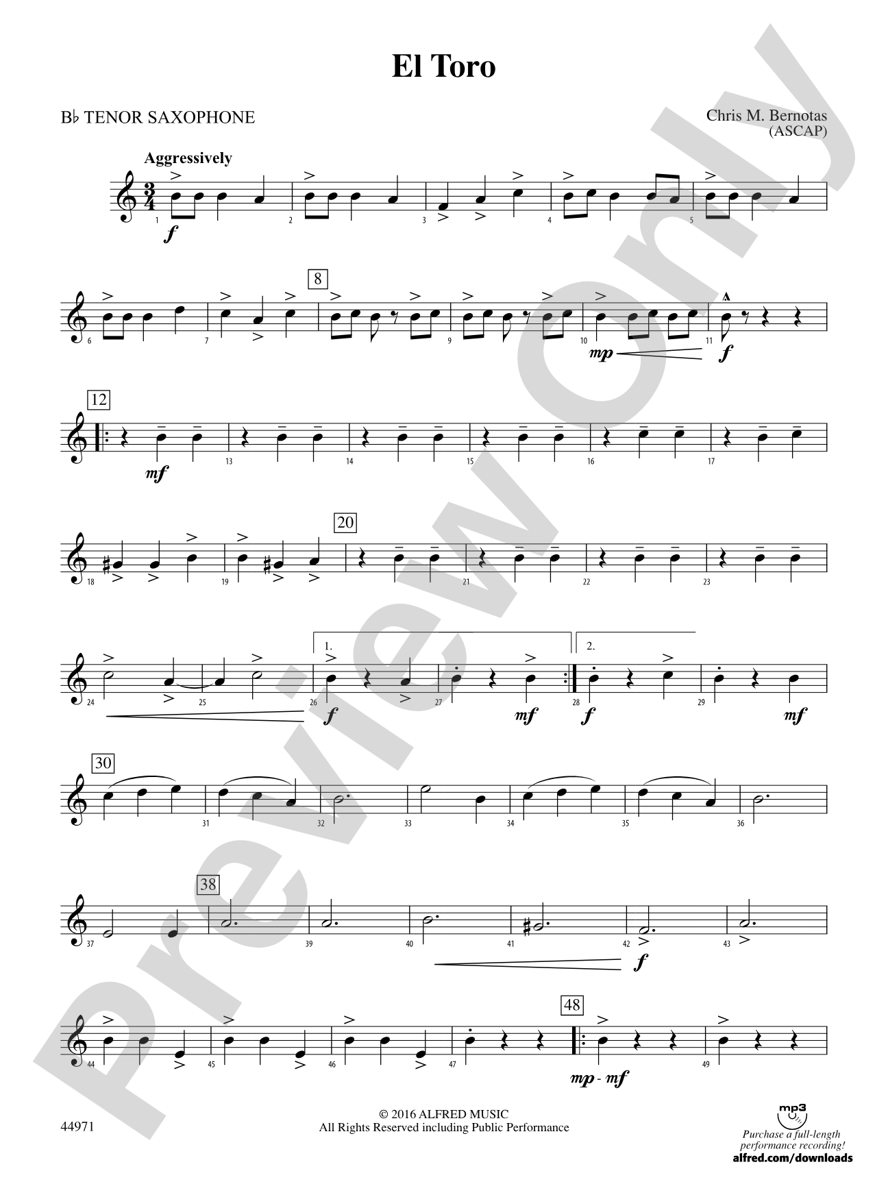 El Toro: B-flat Tenor Saxophone