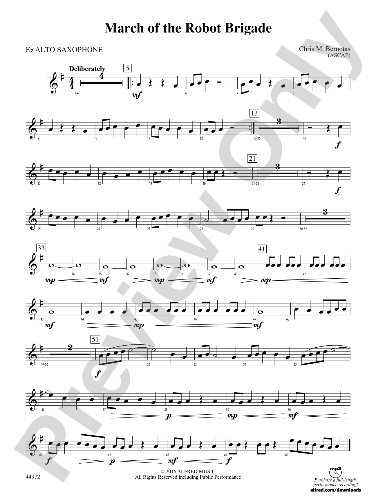 March of the Robot Brigade: E-flat Alto Saxophone