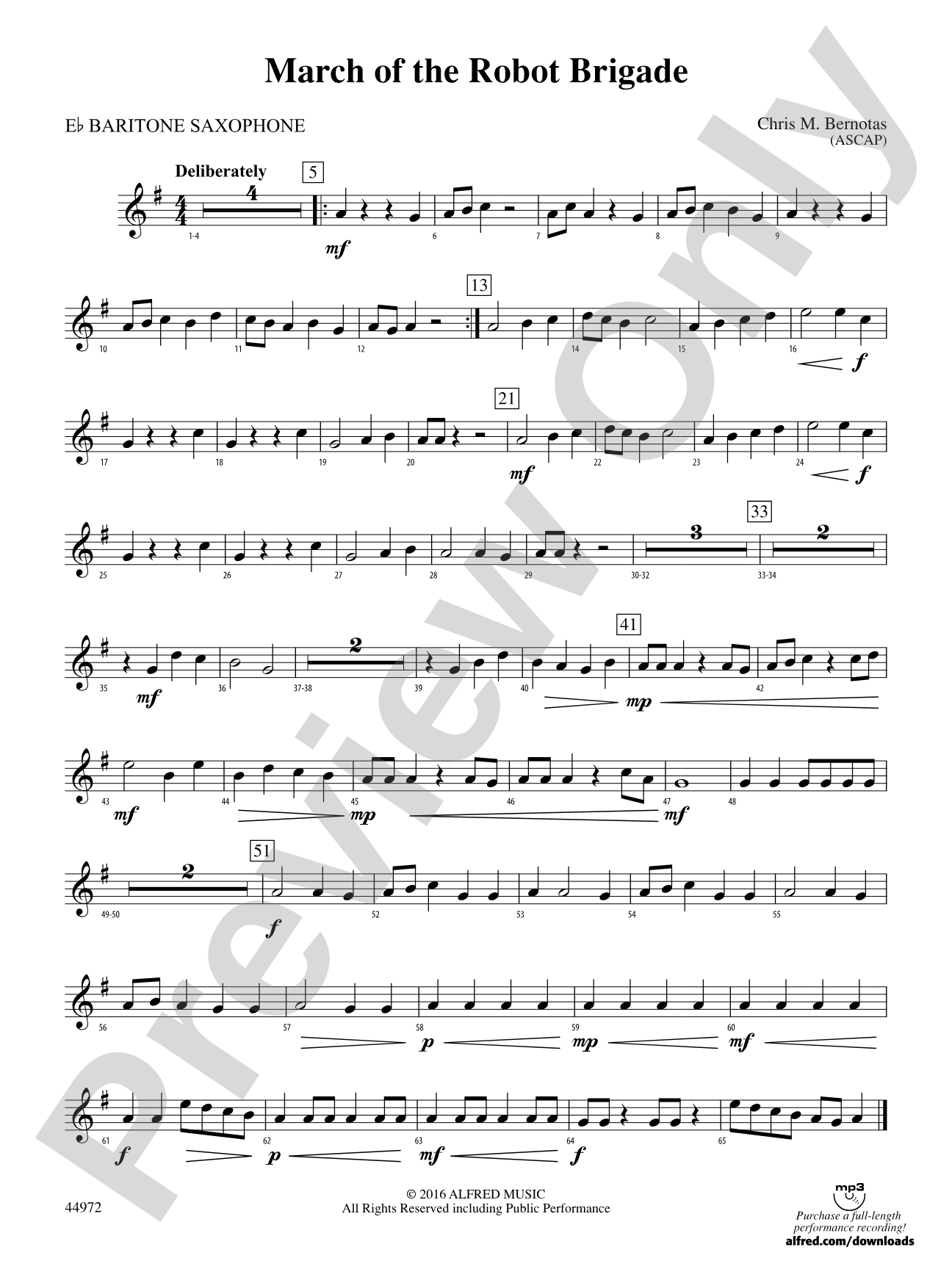 March of the Robot Brigade: E-flat Baritone Saxophone