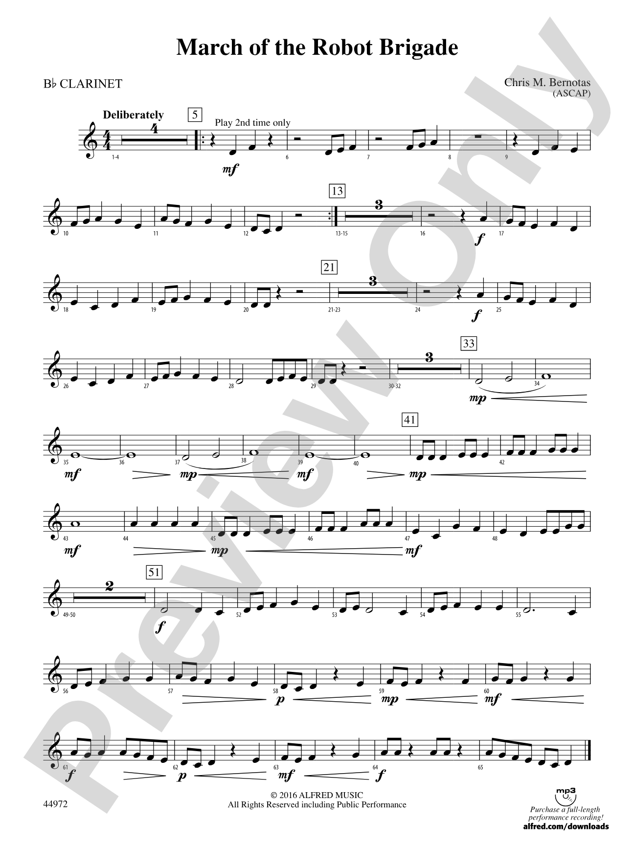 March of the Robot Brigade: 1st B-flat Clarinet