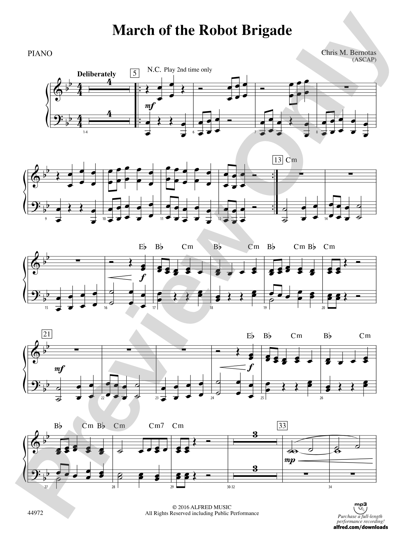 March of the Robot Brigade: Piano Accompaniment