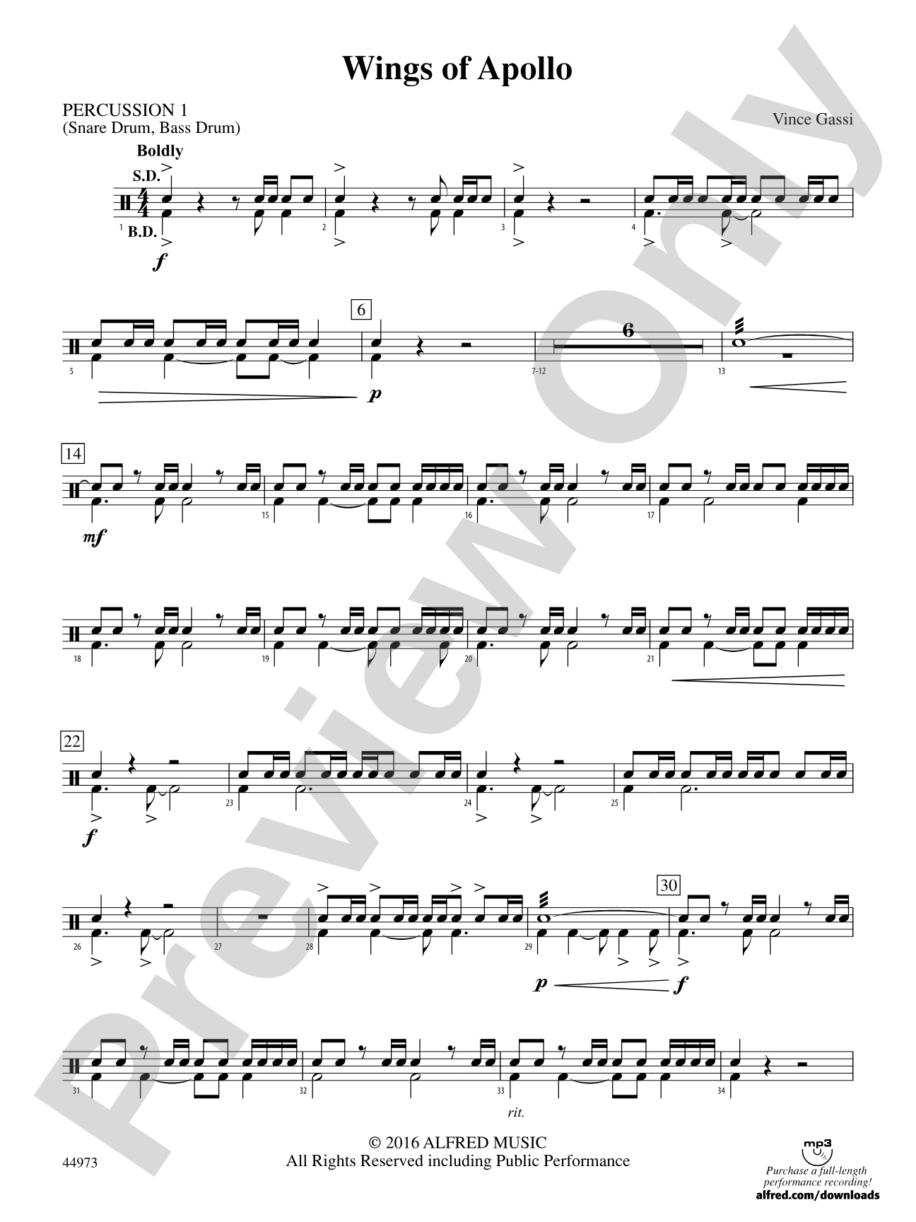 Wings of Apollo: 1st Percussion