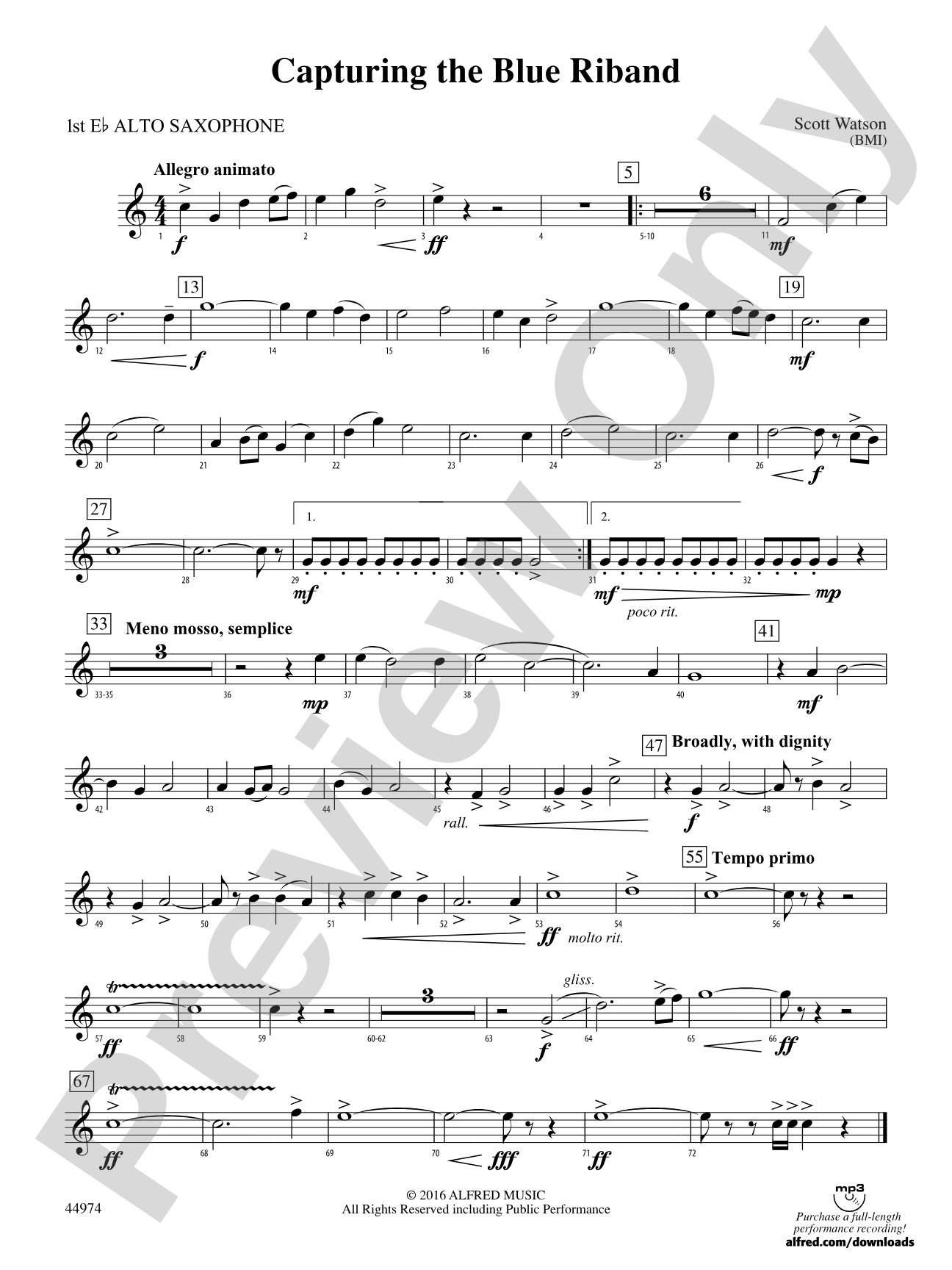 Capturing the Blue Riband: E-flat Alto Saxophone