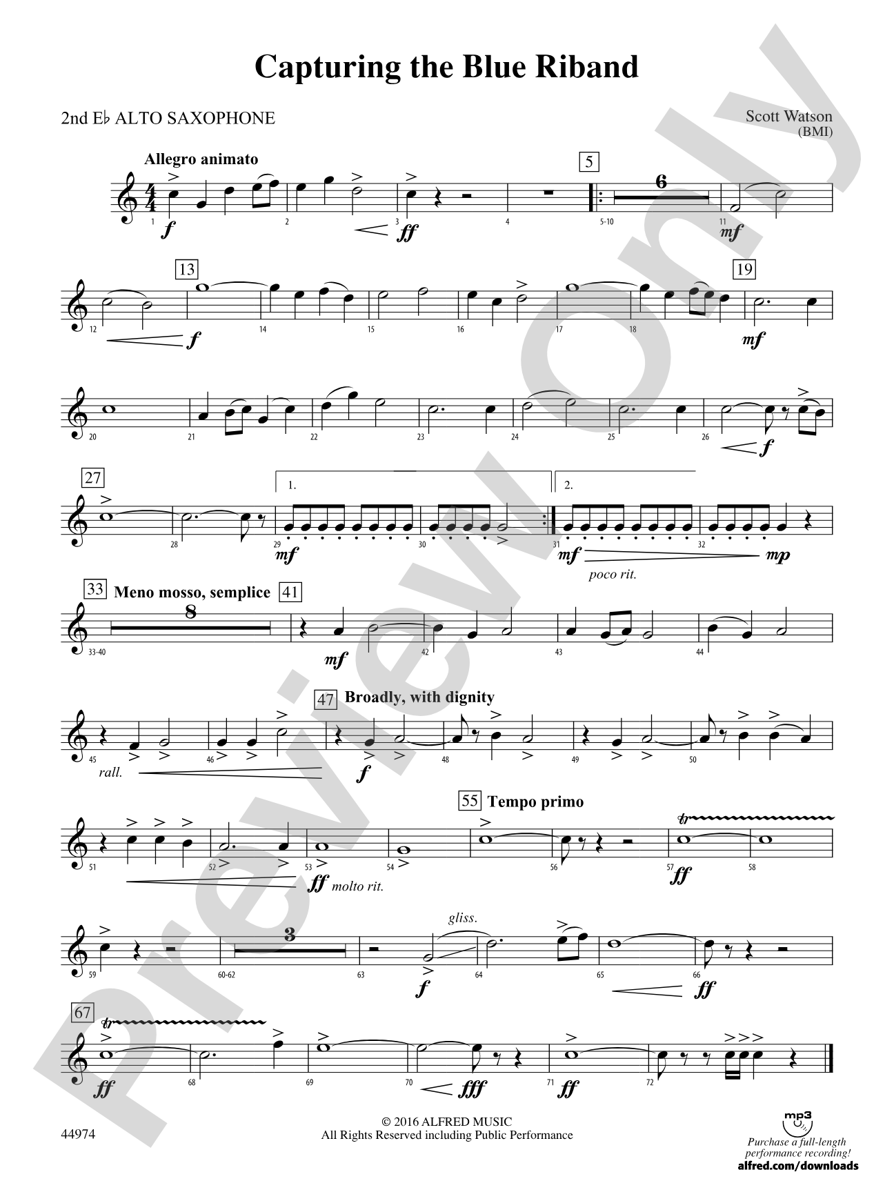 Capturing the Blue Riband: 2nd E-flat Alto Saxophone