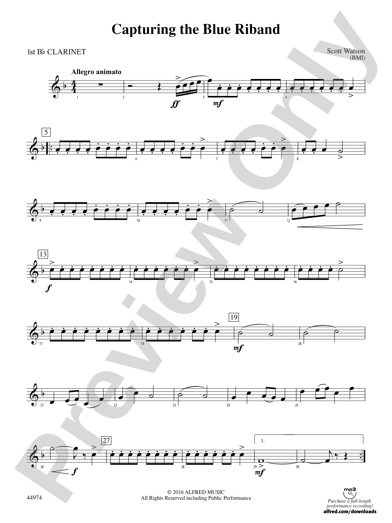 Capturing the Blue Riband: 1st B-flat Clarinet