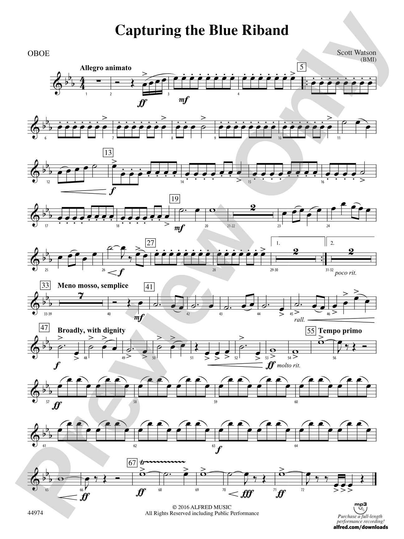 Capturing the Blue Riband: Oboe