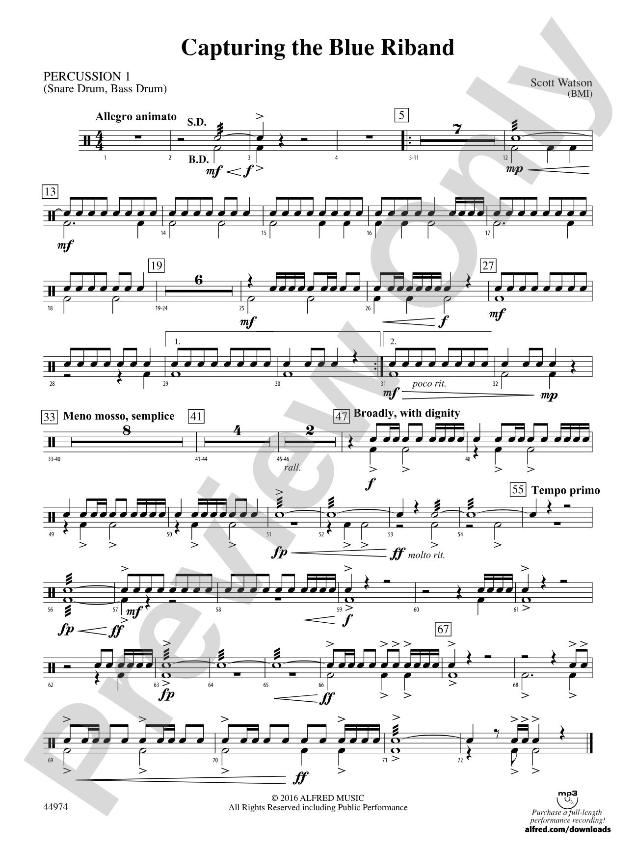 Capturing the Blue Riband: 1st Percussion