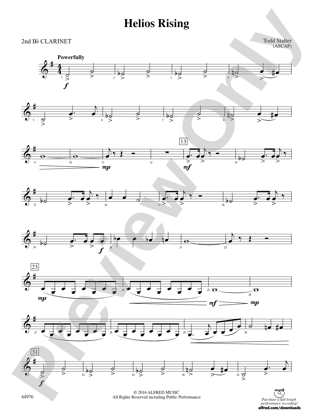 Helios Rising: 2nd B-flat Clarinet