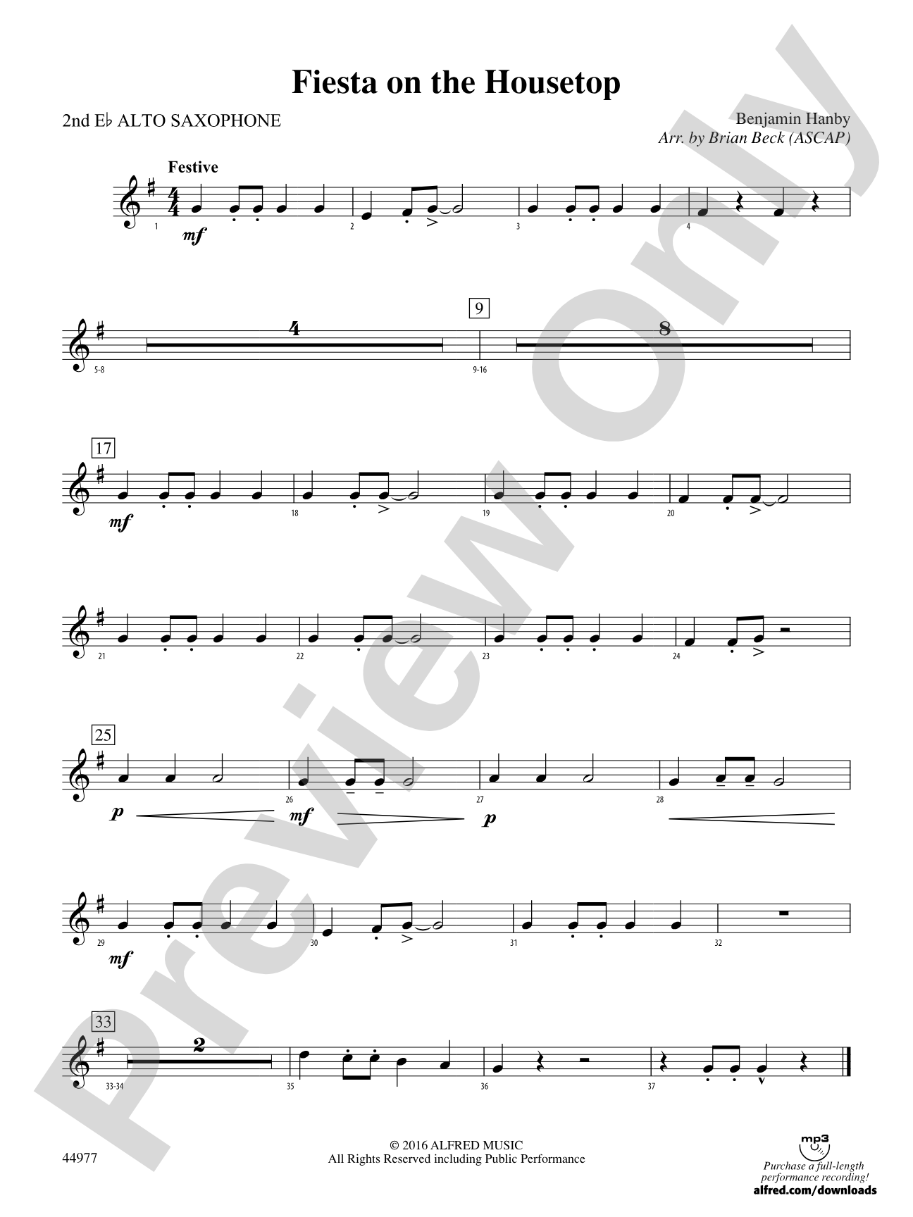 Fiesta on the Housetop: 2nd E-flat Alto Saxophone