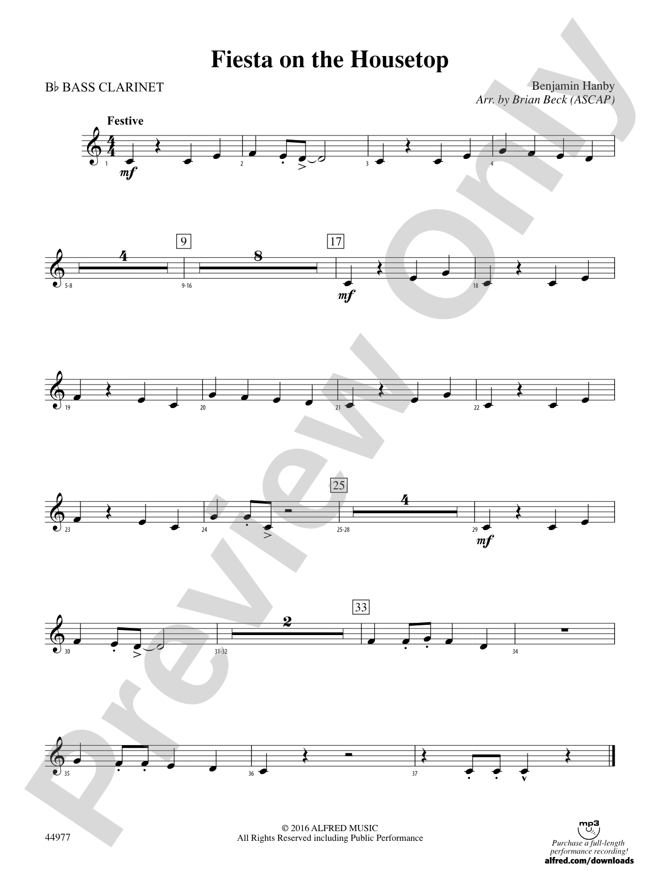 Fiesta on the Housetop: B-flat Bass Clarinet