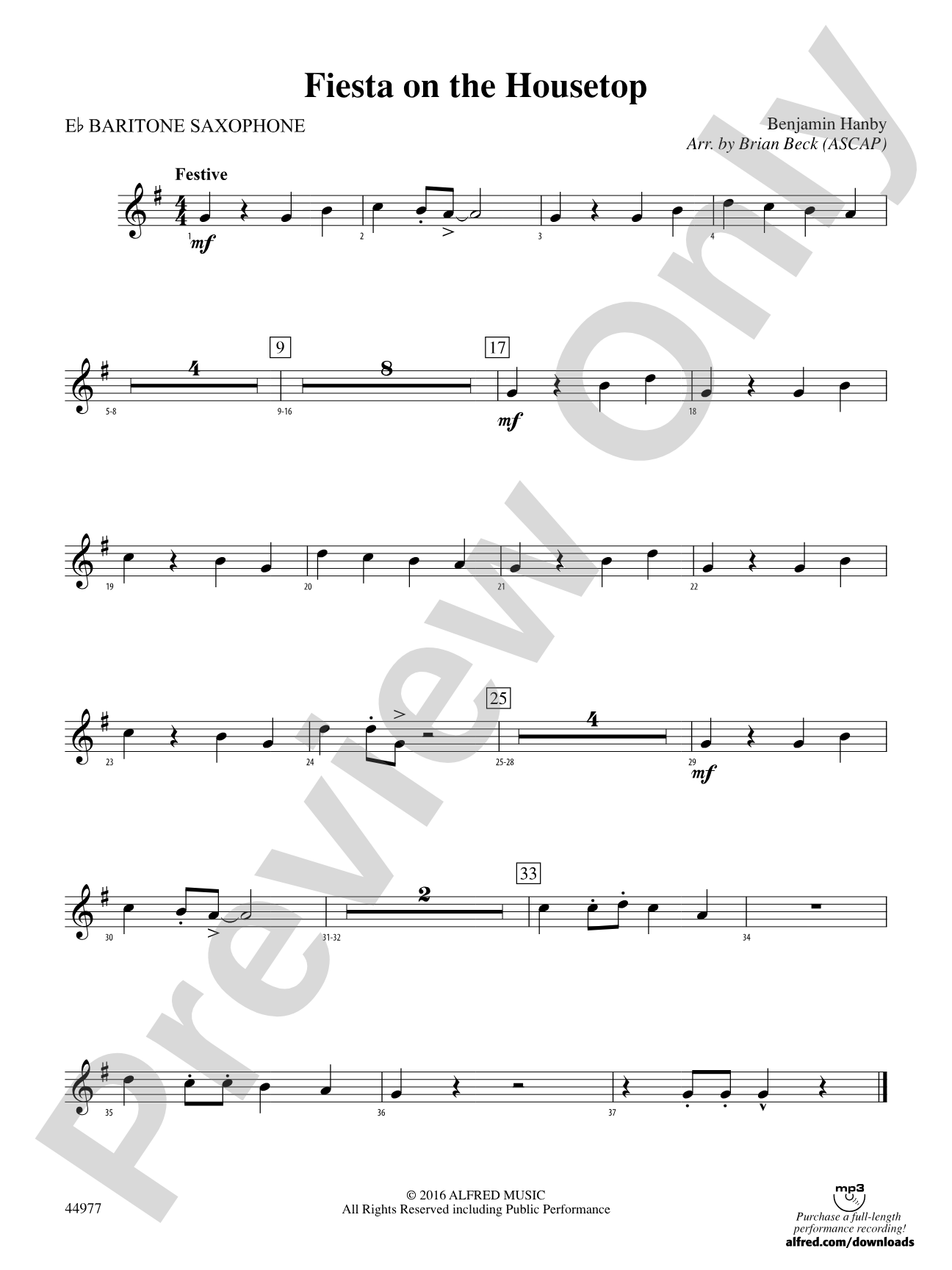 Fiesta on the Housetop: E-flat Baritone Saxophone