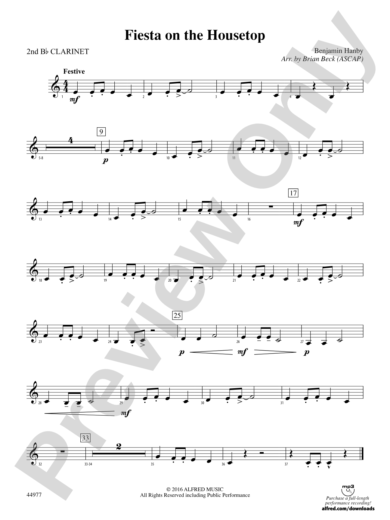 Fiesta on the Housetop: 2nd B-flat Clarinet