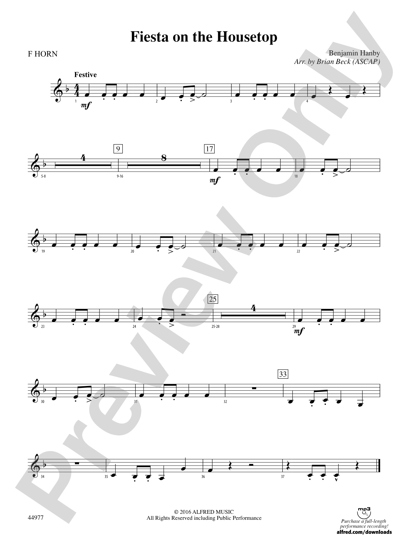 Fiesta on the Housetop: 1st F Horn