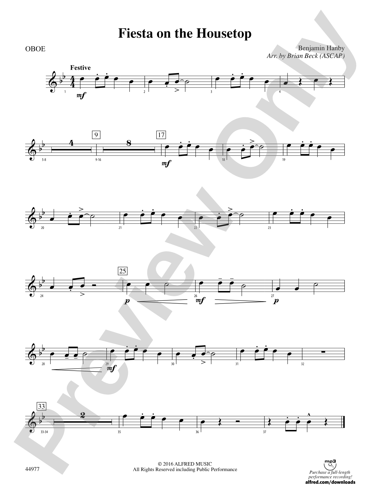 Fiesta on the Housetop: Oboe