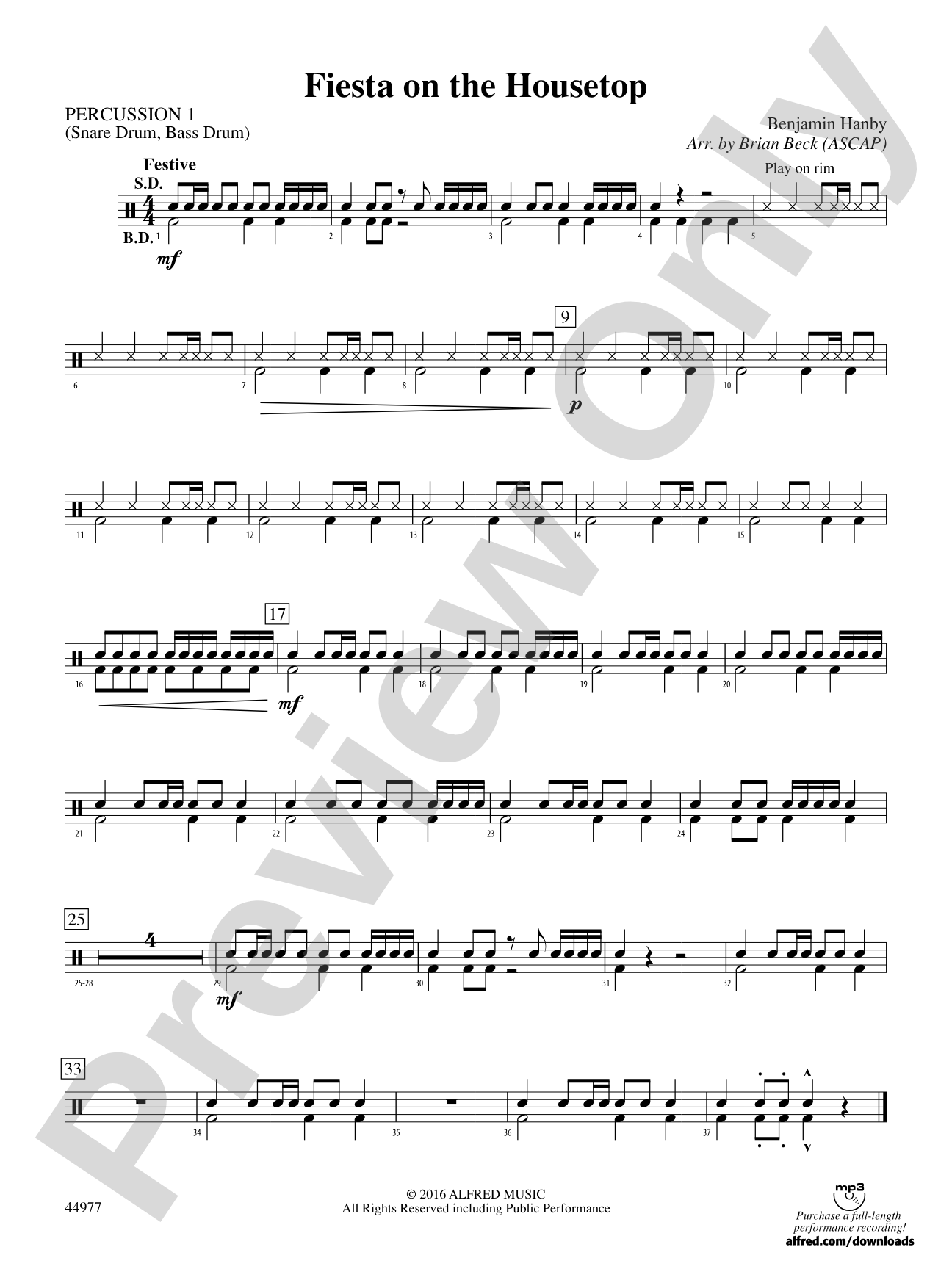 Fiesta on the Housetop: 1st Percussion