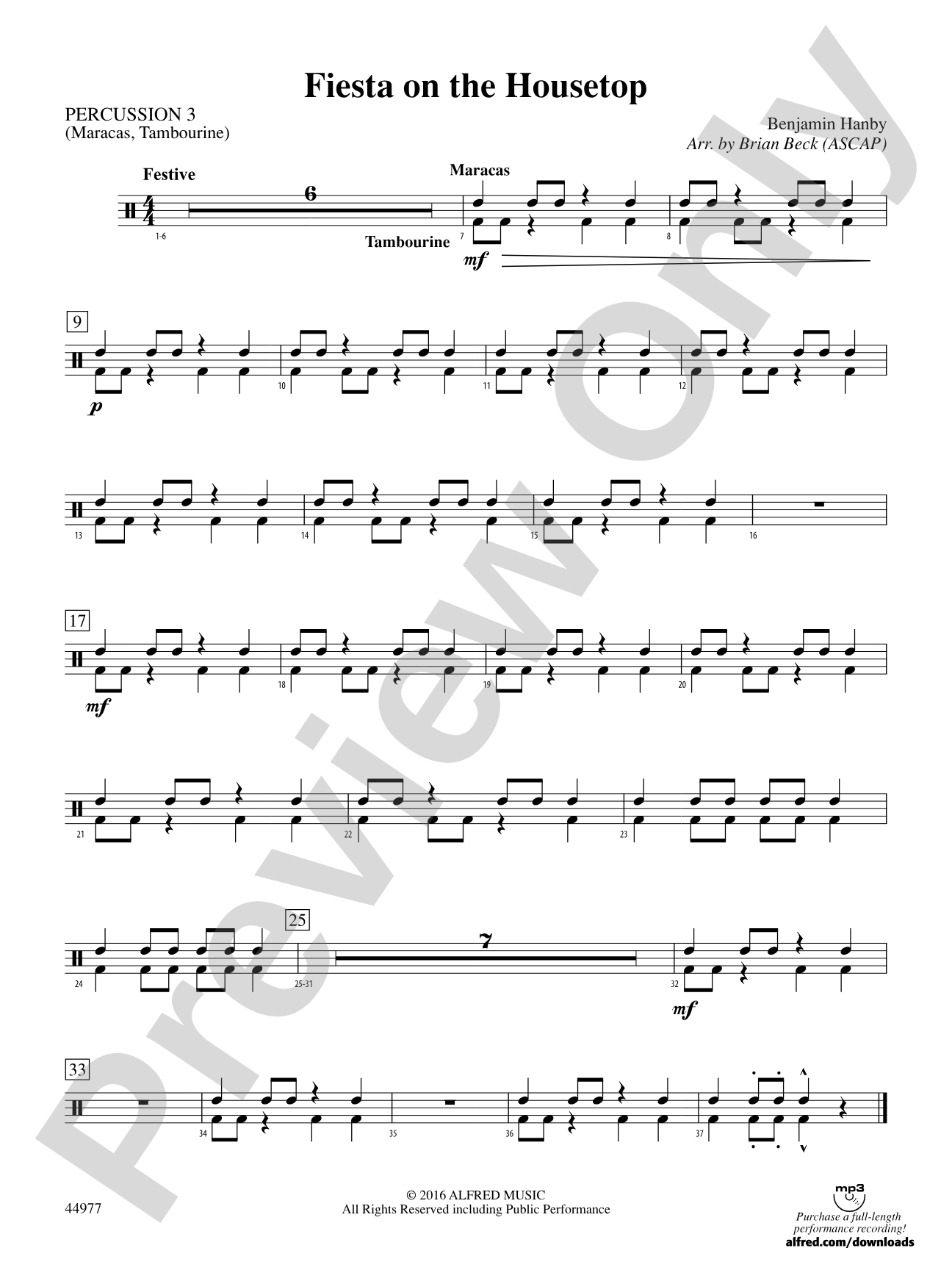 Fiesta on the Housetop: 3rd Percussion